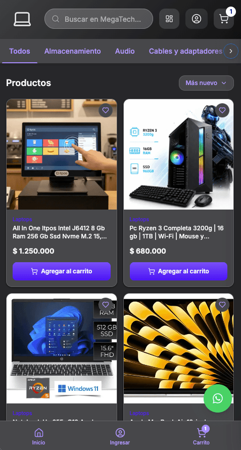 Tienda real hecha con MegaTienda: MegaTech